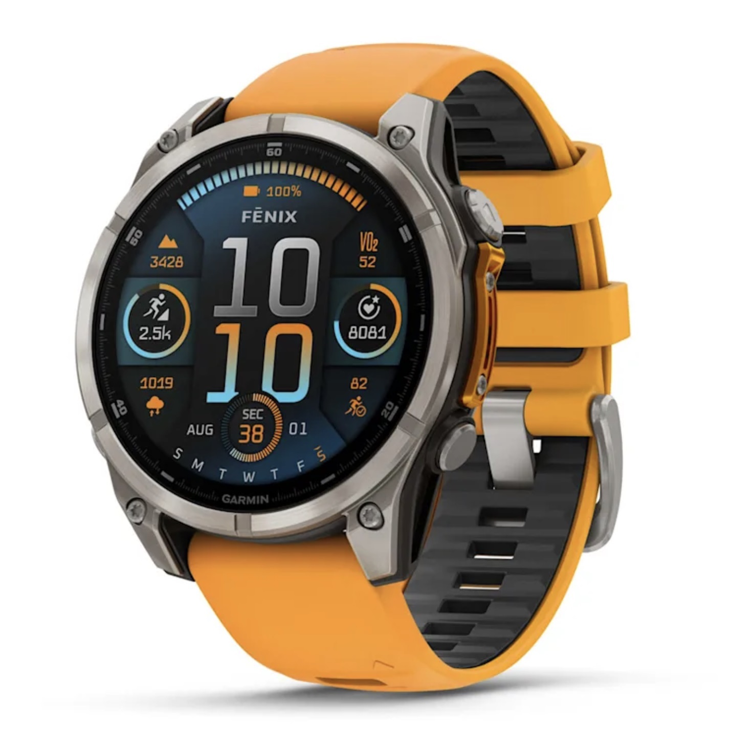 Смарт-часы Garmin FENIX 8 51mm Amoled Sapphire Titanium with Spark Orange/Grapphite Silicone Band