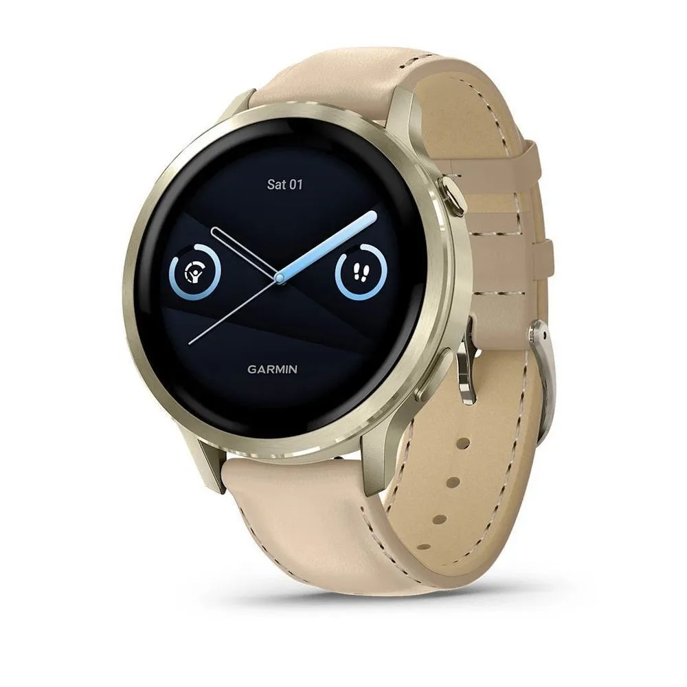 Смарт-часы Garmin Venu 4 41mm Lunar Gold with Bone Silicone Band and Light Sand Leather Band