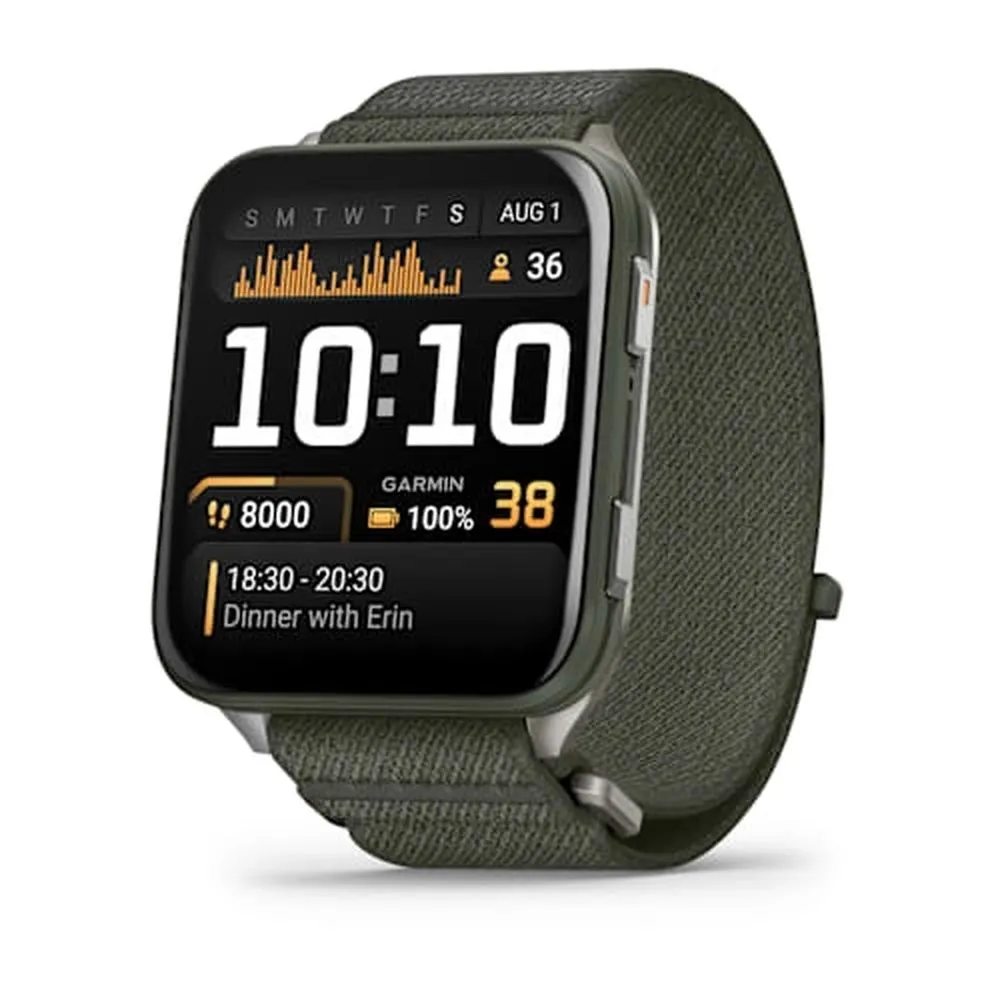 Смарт-часы Garmin Venu X1 Black with Slate Titanium Caseback and Moss Comfortfit Nylon Band