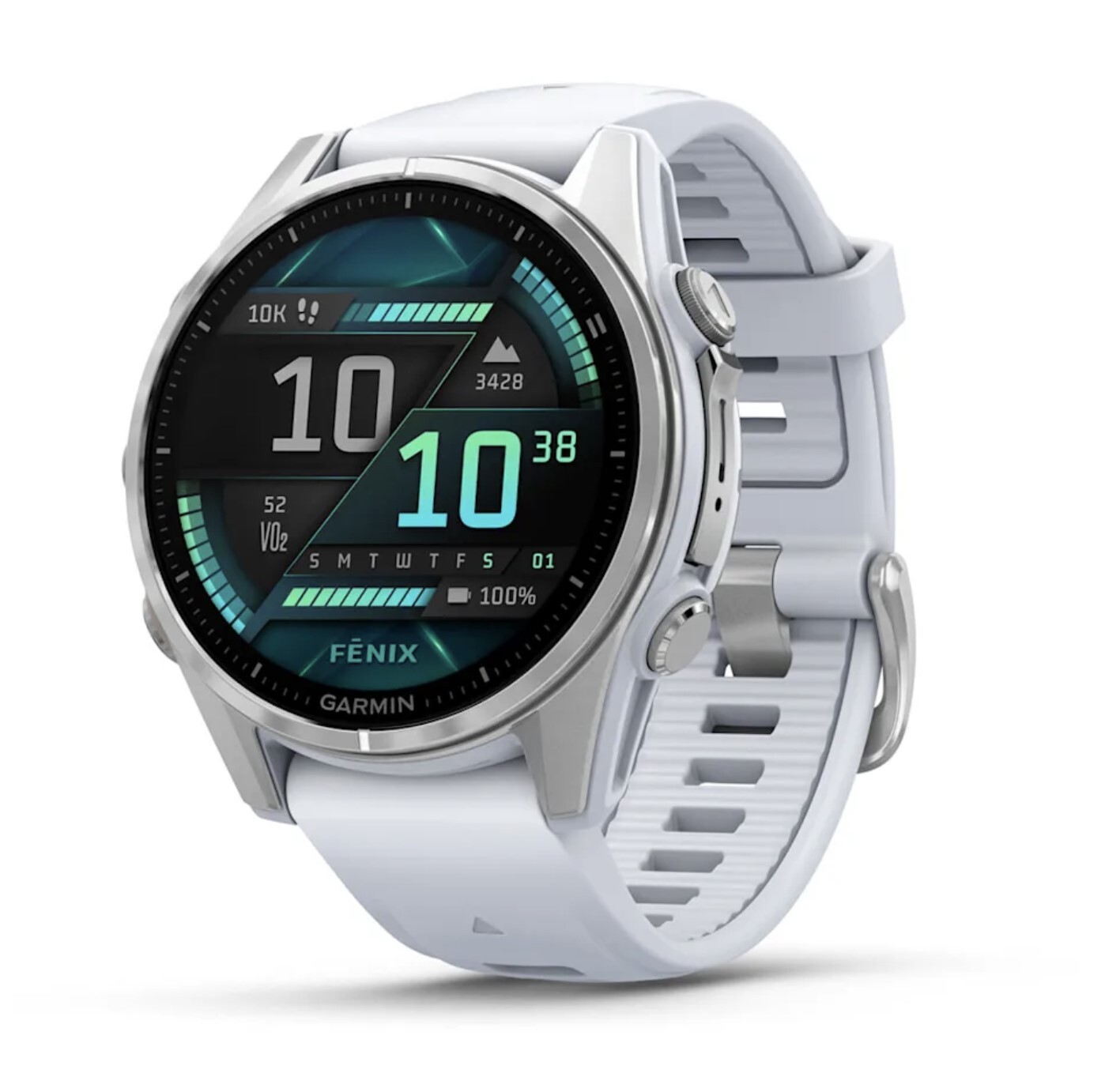 Смарт-часы Garmin FENIX 8 43mm Amoled Silver with  Whitestone Silicone Band