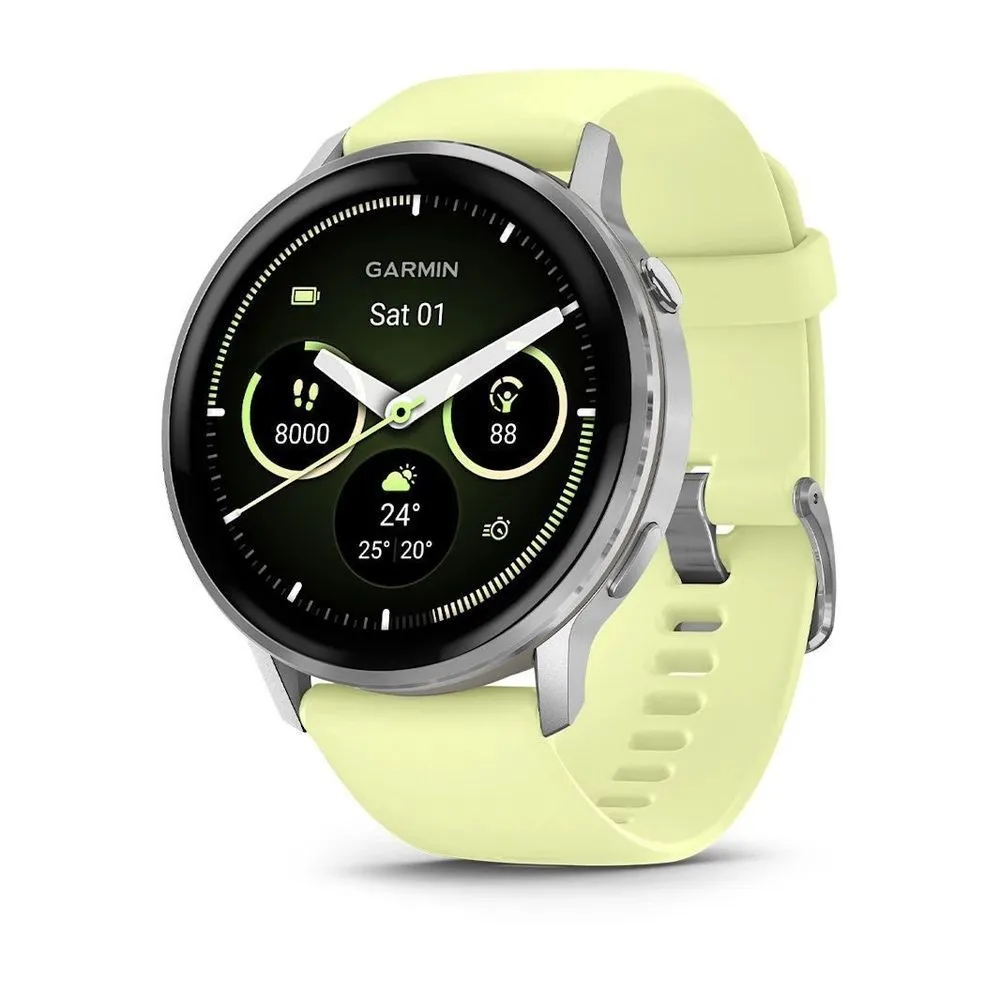 Смарт-часы Garmin Venu 4 45mm Silver Bezel With Citron Silicone Band
