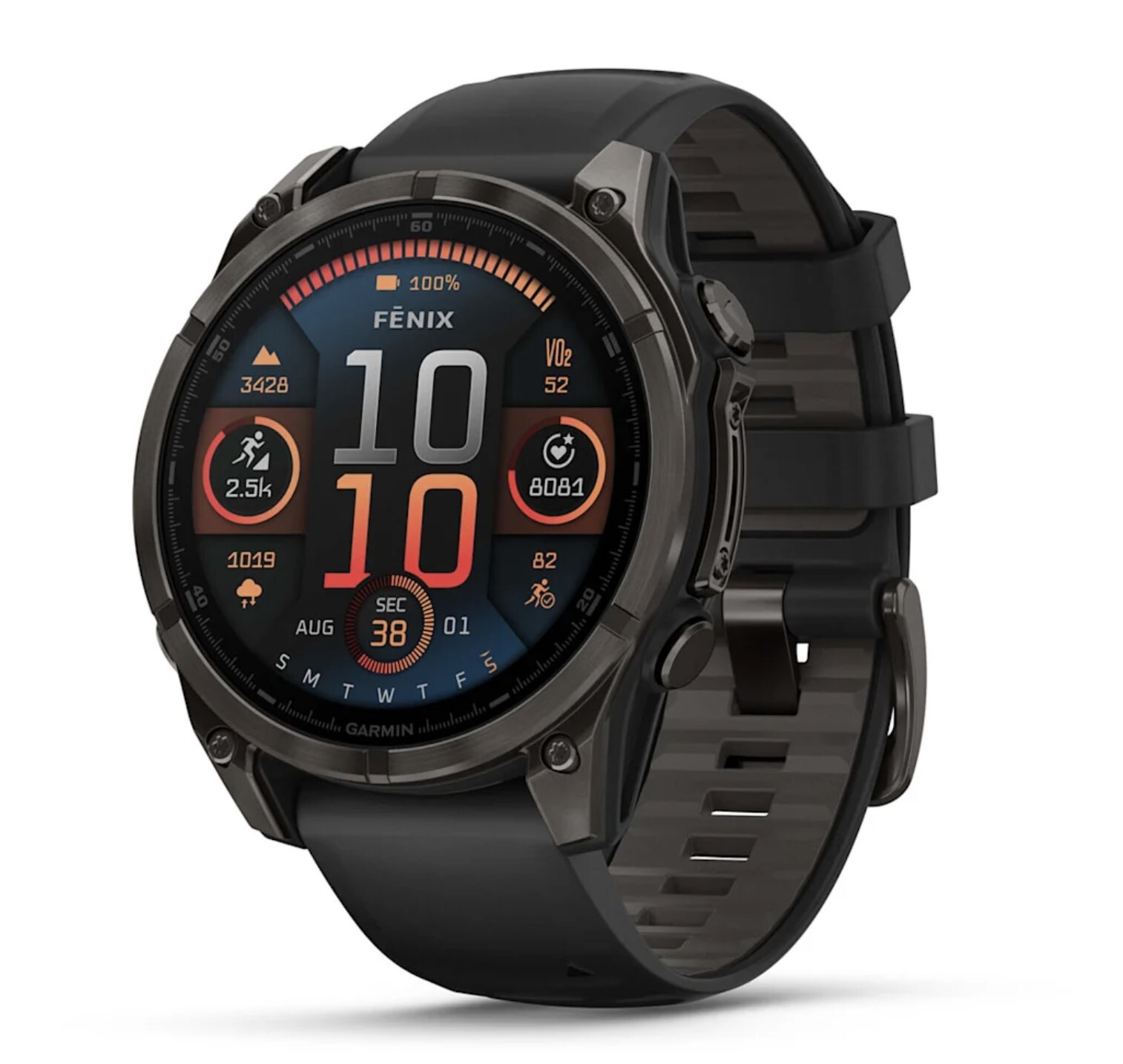 Смарт-часы Garmin FENIX 8 51mm Amoled Sapphire Carbon Gray DLC Titanium with Black/Pebble Gray Silicone