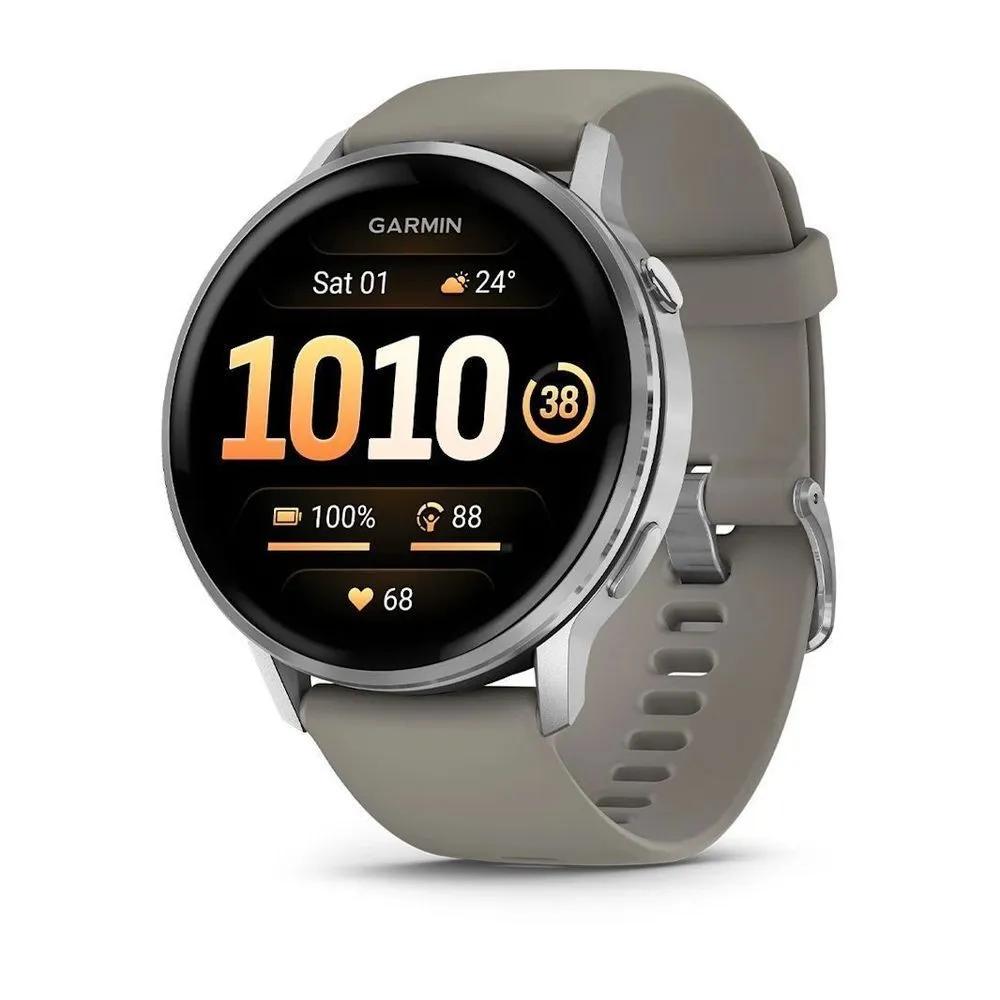 Смарт-часы Garmin Venu 4 45mm Silver Bezel With Silver Gray Silicone Band